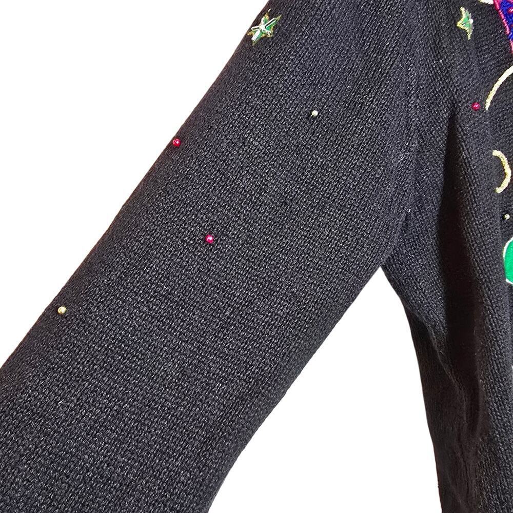 Hampshire Studio Vintage Holiday Sweater Zip Front Faux Fur Womens Size Large - Picture 10 of 13